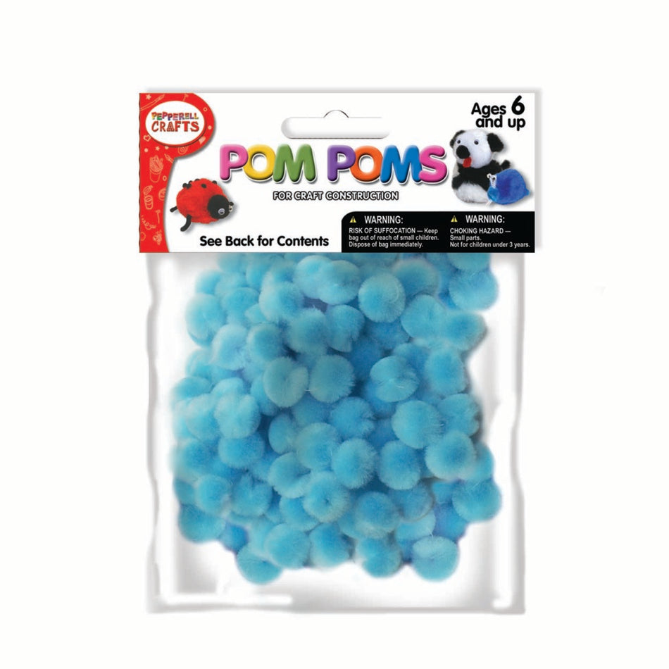 Craft Acrylic Pom Poms - Pkg of 100, 1", Light Blue, (243LB)