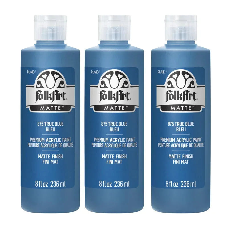Acrylic Paint Matte, 8oz., True Blue, Pack of 3