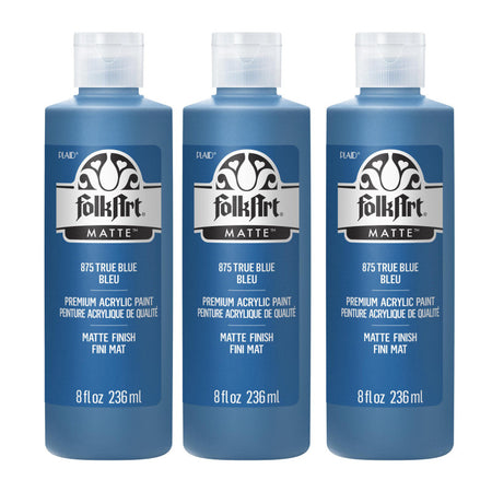 Acrylic Paint Matte, 8oz., True Blue, Pack of 3