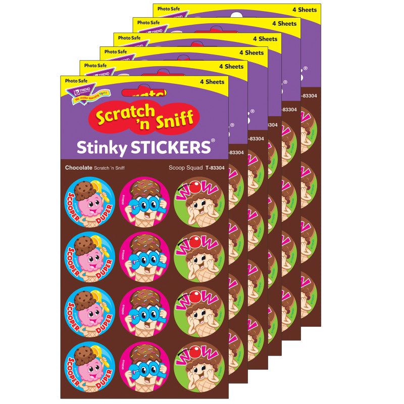 Scoop Squad/Chocolate Stinky Stickers&reg;, 48 Per Pack, 6 Packs