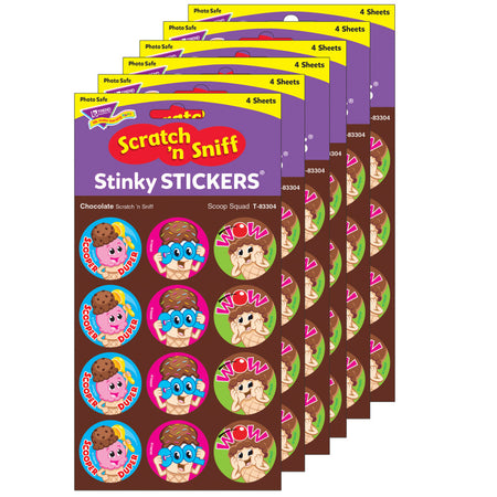 Scoop Squad/Chocolate Stinky Stickers&reg;, 48 Per Pack, 6 Packs