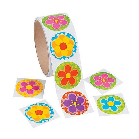 Spring Bright Flower Stickers - 100/Roll