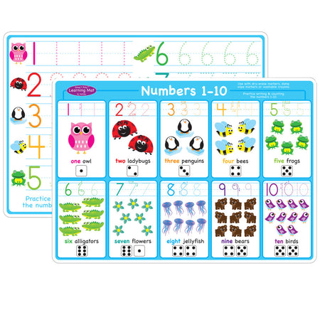 Smart Poly&trade; Learning Mat, 12" x 17", Double-Sided, Numbers 1-10