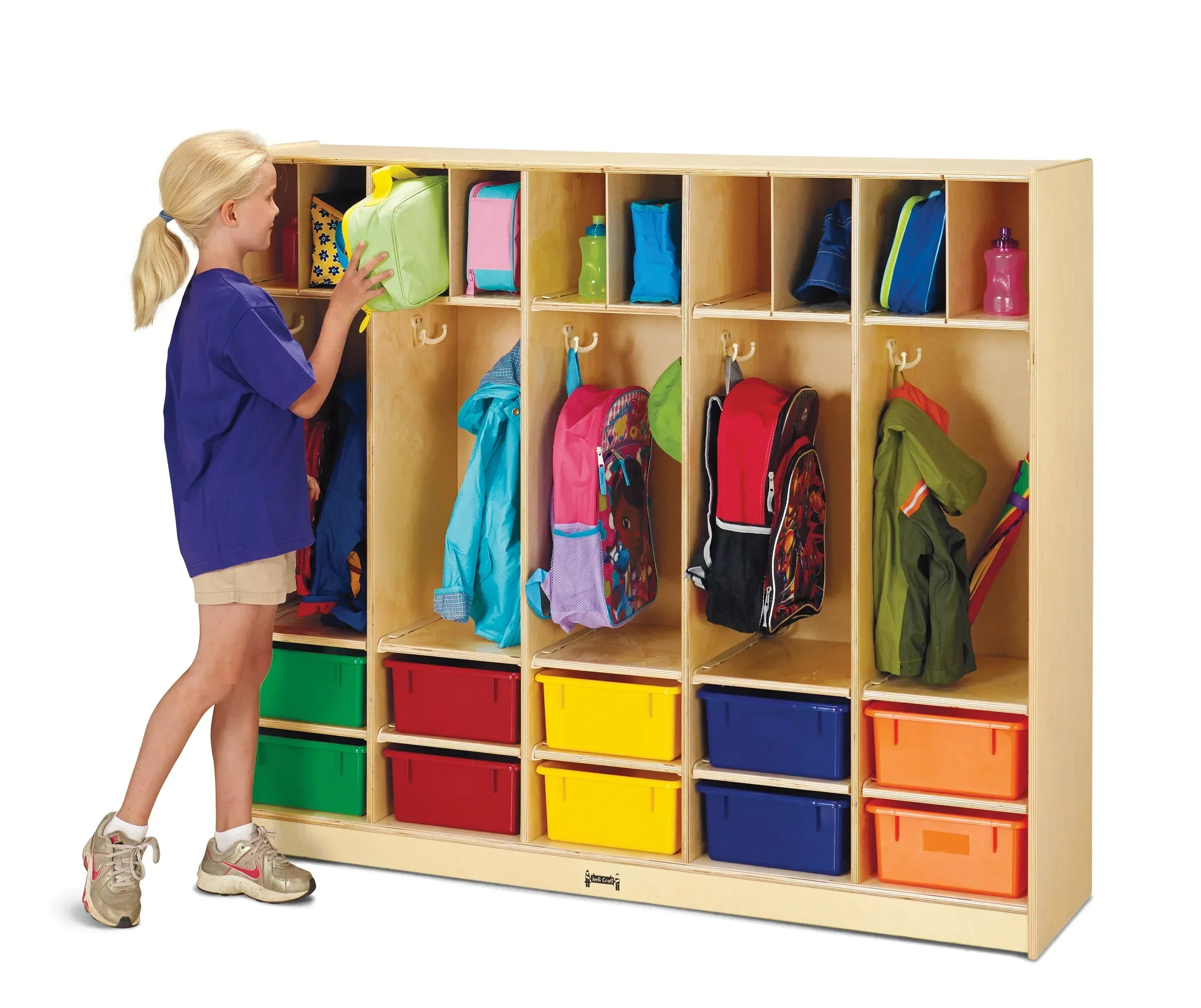 Jonti-Craft® Large Locker Organizer – with 10 Colored Tubs