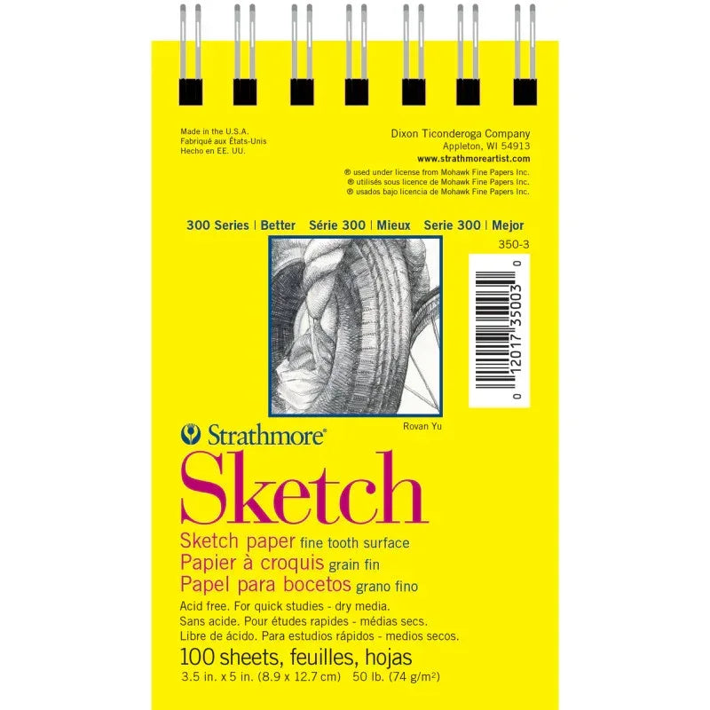 300 Series Sketch Pad, Side Wire Binding, 100 Sheets, 3.5x5 inch