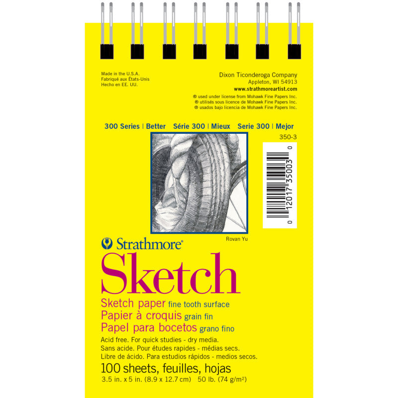 300 Series Sketch Pad, Side Wire Binding, 100 Sheets, 3.5x5 inch