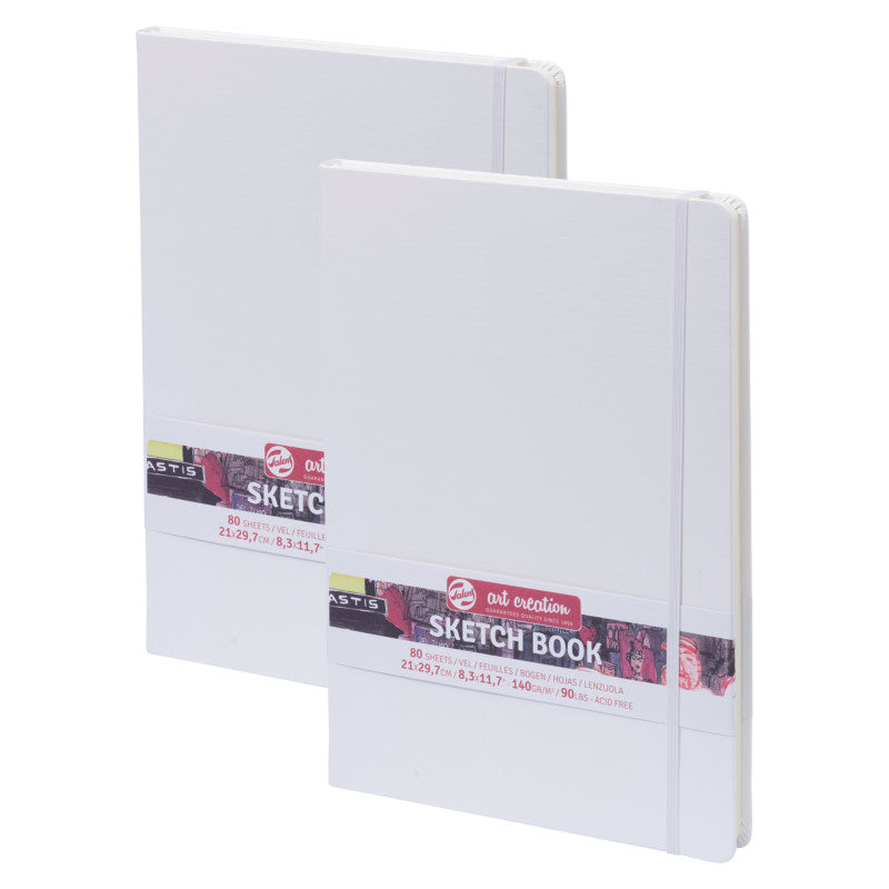 Sketchbook, 80 Sheets, 90lbs, White Cover, 8.3" x 11.7" (A4), Pack of 2