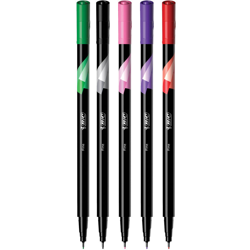 Intensity Fineliner Marker Pens, 0.4 mm Fine Tip, Assorted Colors, 5 Count