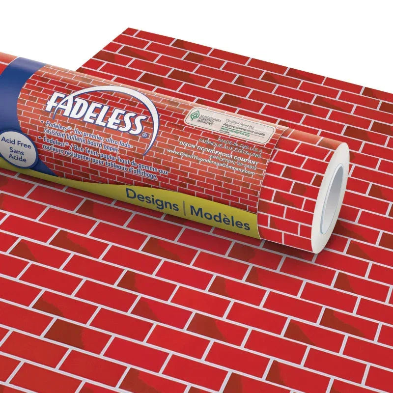 Bulletin Board Art Paper, Tu-Tone&trade; Brick, 48" x 12', 4 Rolls