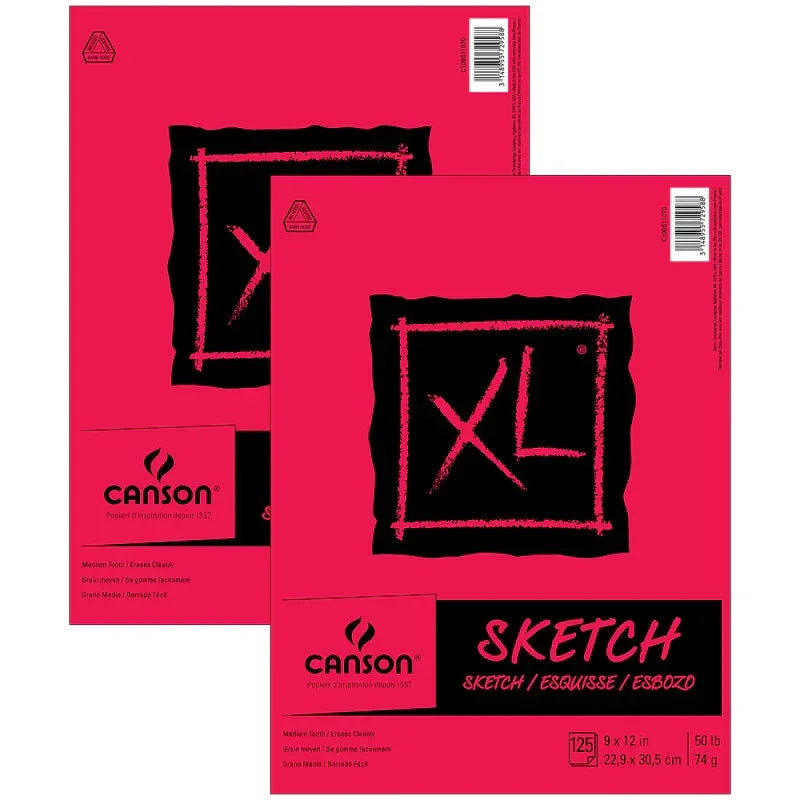 XL Series Sketch Pad, Foldover Binding, 25 Sheet, 9x12 inch, Pack of 2