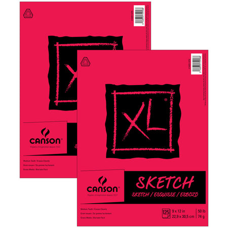 XL Series Sketch Pad, Foldover Binding, 25 Sheet, 9x12 inch, Pack of 2