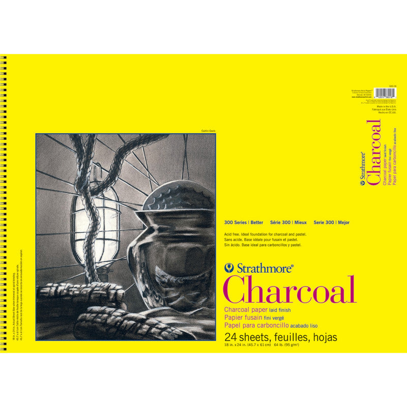 300 Series Charcoal Pad, Top Wire Binding, 24 Sheet, 18x24 inch, 1 Count