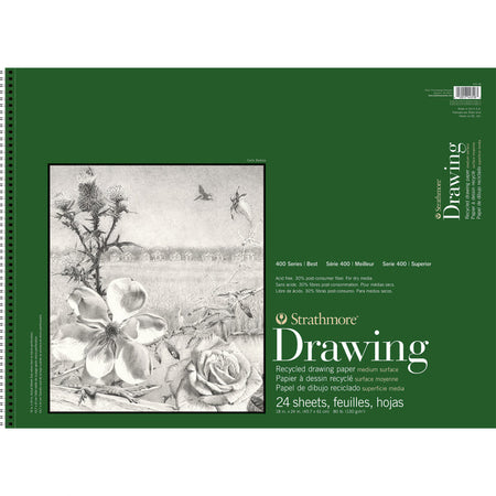 400 Series Drawing Paper Pad, Recycled, Side Wire Binding, 24 Sheet, 18x24 inch, 1 Count