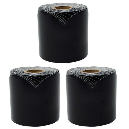 Black Rolled Scalloped Bulletin Board Borders, 3 Inch x 65 Feet Per Roll, Pack of 3