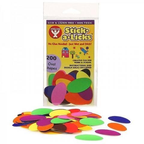 Hygloss Gummed Paper Shape Stick-A-Licks Ovals, 200 Per Pack (270)