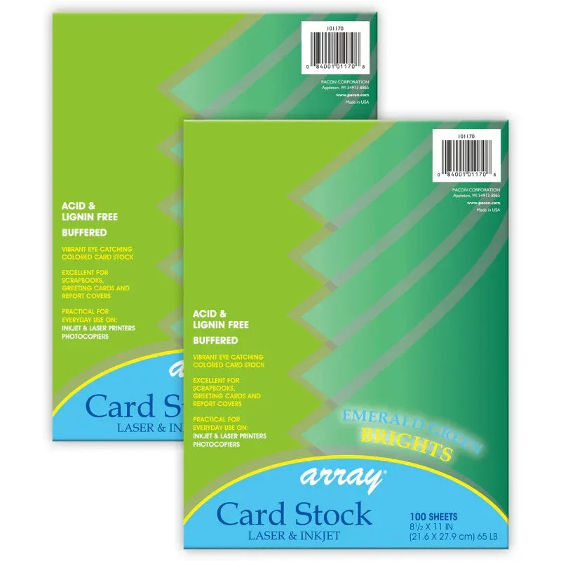 Card Stock, Emerald Green, 8-1/2" x 11", 100 Sheets Per Pack, 2 Packs