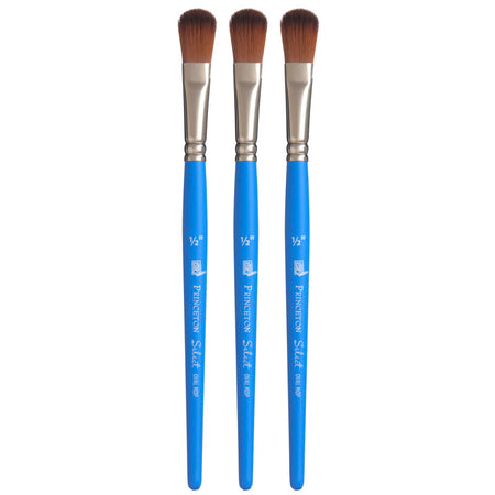 Select Artiste Oval Mop Brush, Synthetic Bristles, Short Handle Mixed Media Paintbrush, Jewel Blue, Size 1/2 inch, Pack of 3