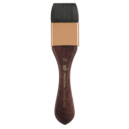 Neptune Mottler Brush, Synthetic Bristles, Short Handle Watercolor Paintbrush, Dark Wood, Size 1/2 inch, 1 Count