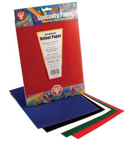 Hygloss Velour Paper Self-Adhesive, Red - 8.5" x 11" (5 Sheets)