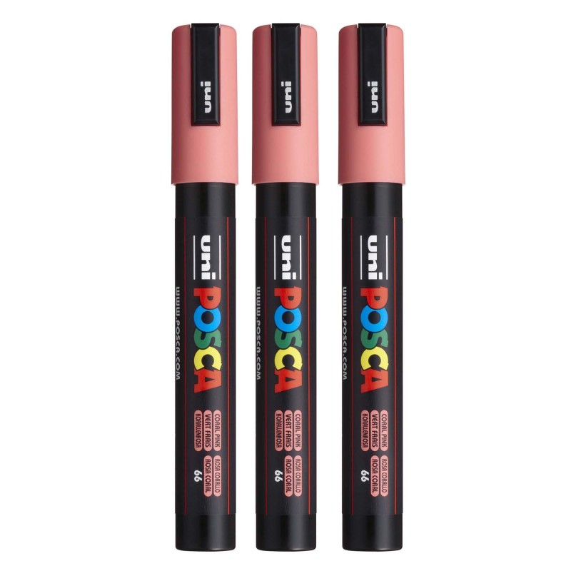 PC-5M Paint Markers, Medium Bullet Tip (1.8-2.5 mm), Coral Pink, Pack of 3