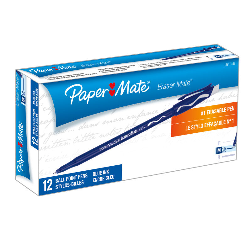 Eraser Mate&reg; Pen, Blue, 12-Pack