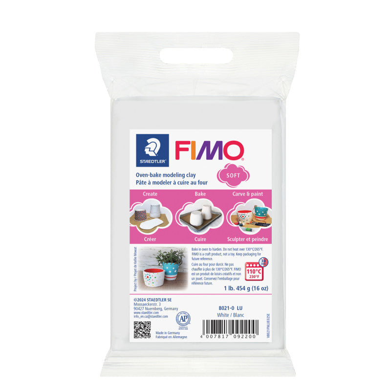 FIMOÂ® Soft Modeling Clay, 1 lb (454 g) Block, White