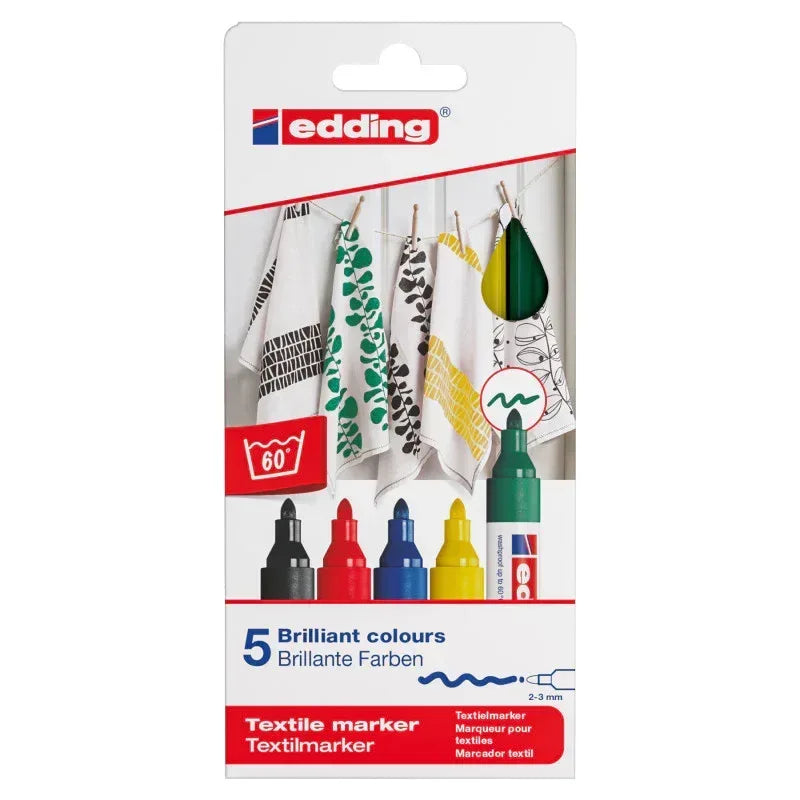 4500 Series Textile Marker, Assorted Basic Colors, Set of 5