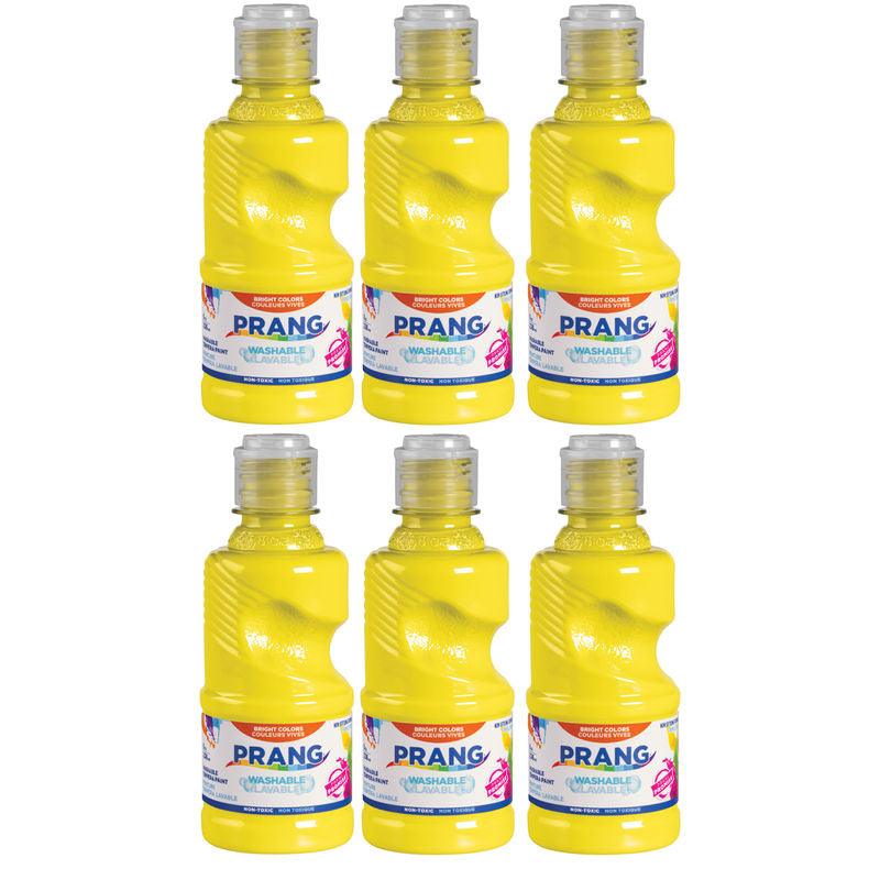 Washable Tempera Paint, 8 oz Bottle, Yellow, Set of 6