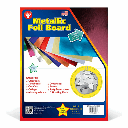 Hygloss Metallic Foil Board, 8-1/2 x 11 Inches 25 Sheets Purple