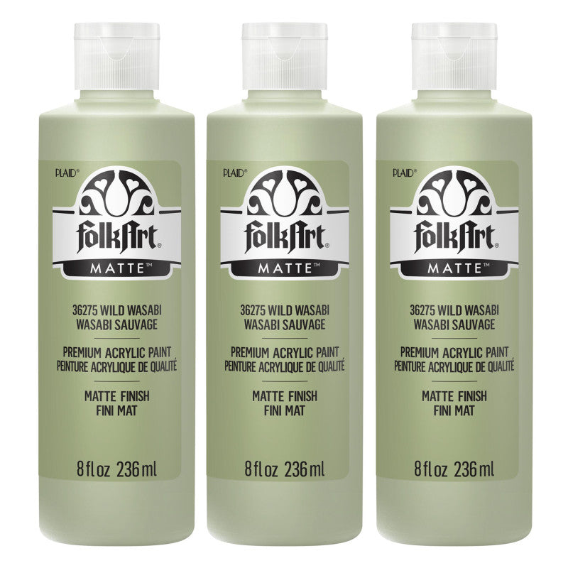Acrylic Paint Matte, 8oz., Wild Wasabi, Pack of 3