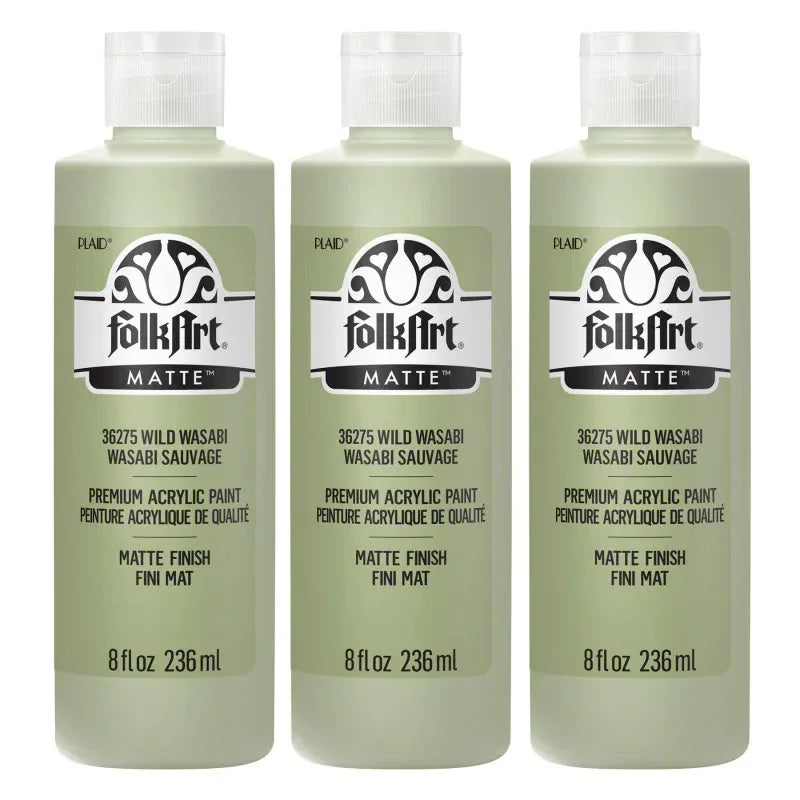 Acrylic Paint Matte, 8oz., Wild Wasabi, Pack of 3