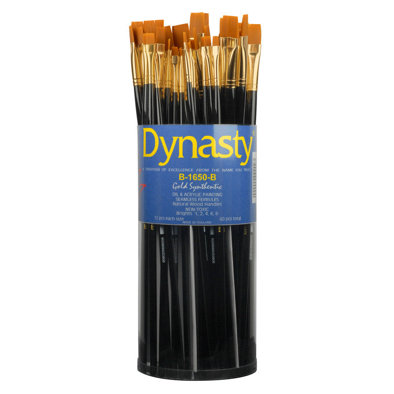 Finest Golden Synthetic Bright Brush Canister, 60 Brushes