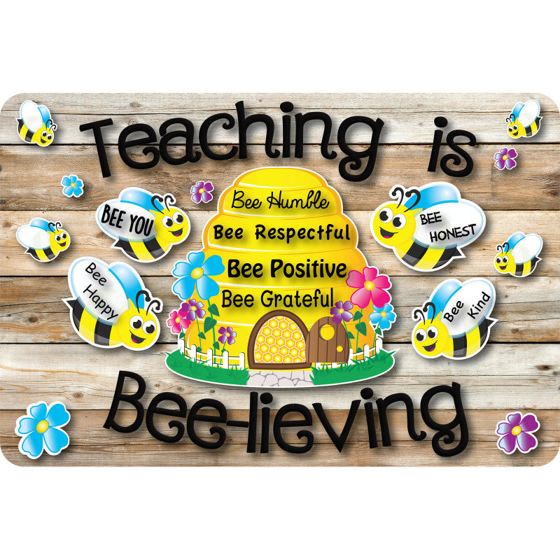The Original Fun MatÂ® Computer Mouse Pad, 11.75x8 in, Teacher Inspiration, Teaching is Believing, Bee Themed Pattern