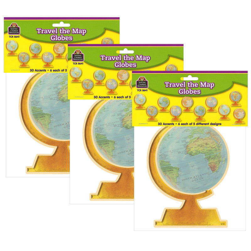 Travel The Map Globes Accents, 30 Per Pack, 3 Packs