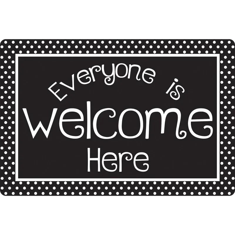 Computer Mouse Pad, 8" x 10", Everyone is Welcome Here, BW Dots