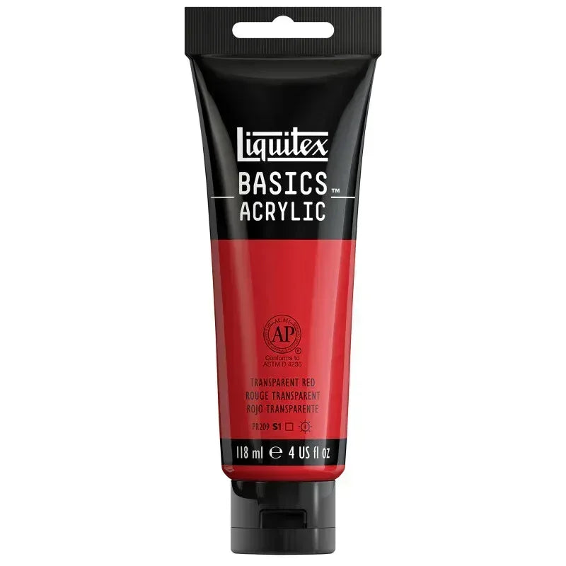BASICS Acrylic Paint, 118 mL Tube, Transparent Red