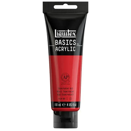 BASICS Acrylic Paint, 118 mL Tube, Transparent Red