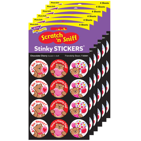 Friendship Bears/Chocolate Cherry Stinky Stickers&reg;, 48 Per Pack, 6 Packs