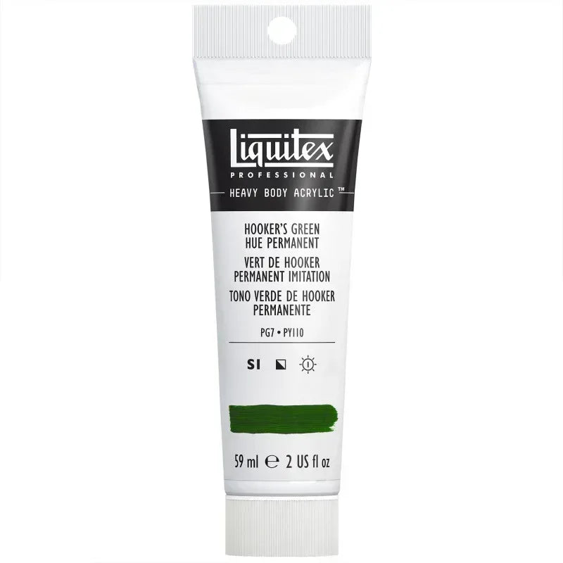 Professional Heavy Body Acrylic Paint, 59 mL Tube, Hooker’s Green Hue Permanent