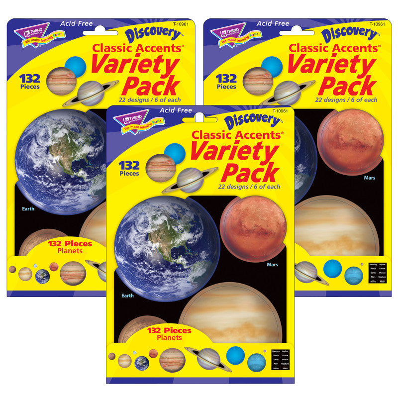 Planets Classic Accents&reg; Variety Pack, 132 Pieces Per Pack, 3 Packs