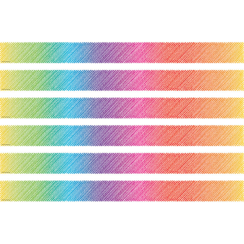 Colorful Scribble Straight Border Trim, 35 Feet Per Pack, 6 Packs