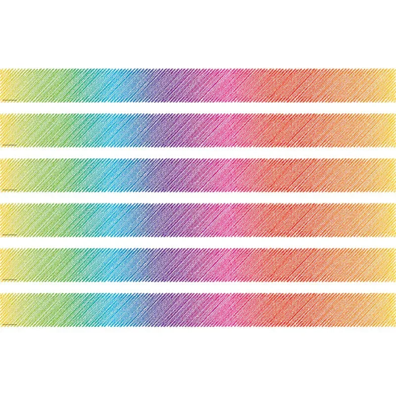 Colorful Scribble Straight Border Trim, 35 Feet Per Pack, 6 Packs