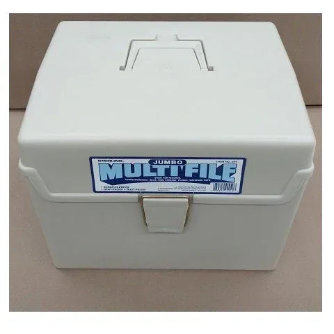 Sterling Plastic Jumbo File Storage Box Tan Plastic w/ Handle 10"x12"x9"