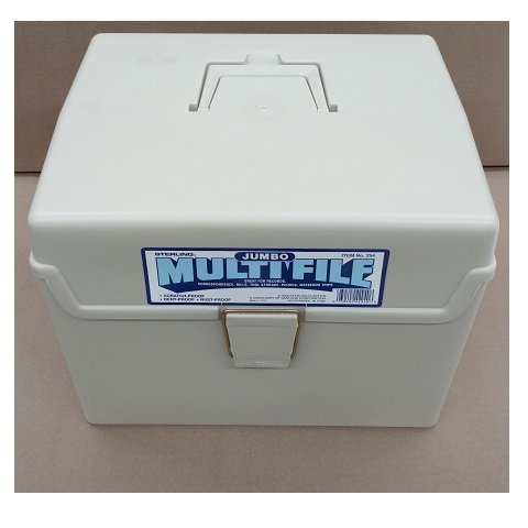 Sterling Plastic Jumbo File Storage Box Tan Plastic w/ Handle 10"x12"x9"