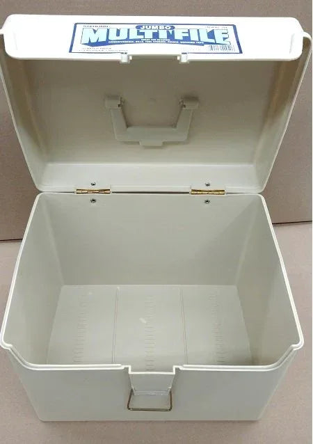 Sterling Plastic Jumbo File Storage Box Tan Plastic w/ Handle 10"x12"x9"