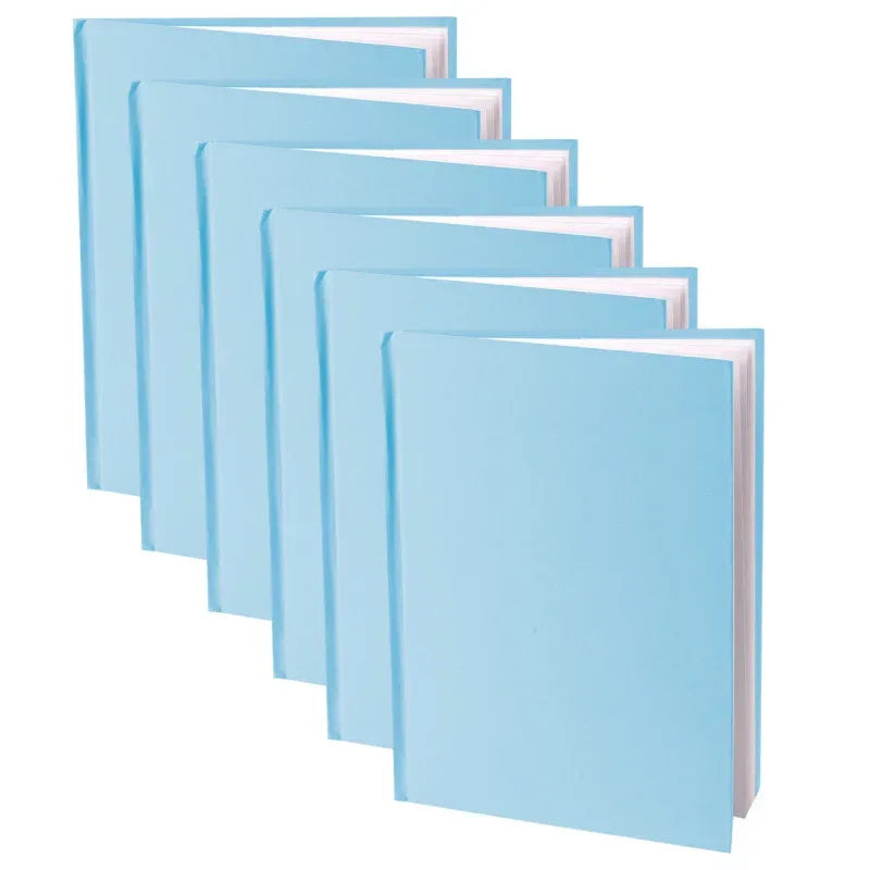 Blue Hardcover Blank Book, White Pages, 11"H x 8-1/2"W Portrait, 14 Sheets/28 Pages, Pack of 6