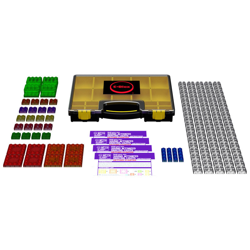 Circuit Blox Lights Starter, Circuit Board Building Blocks Classroom Set, 128 Pieces