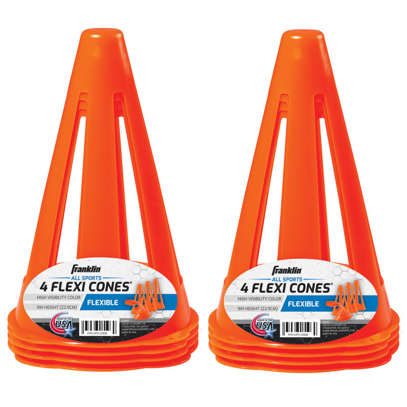 9 Inch Soccer Training Cones, 2 Pack of 4, 8 Cones Total
