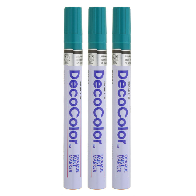 DecoColorÂ® Paint Marker, Broad Tip, 300-S, Teal #73, Set of 3