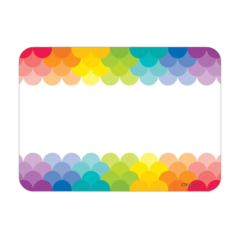 Painted Palette Rainbow Scallops Name Tag Labels, 36/Pack